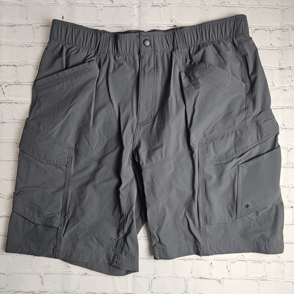 Scheels Outfitters‎ Cargo Shorts Size XL Gray Stretch Waistband Pockets Hiking